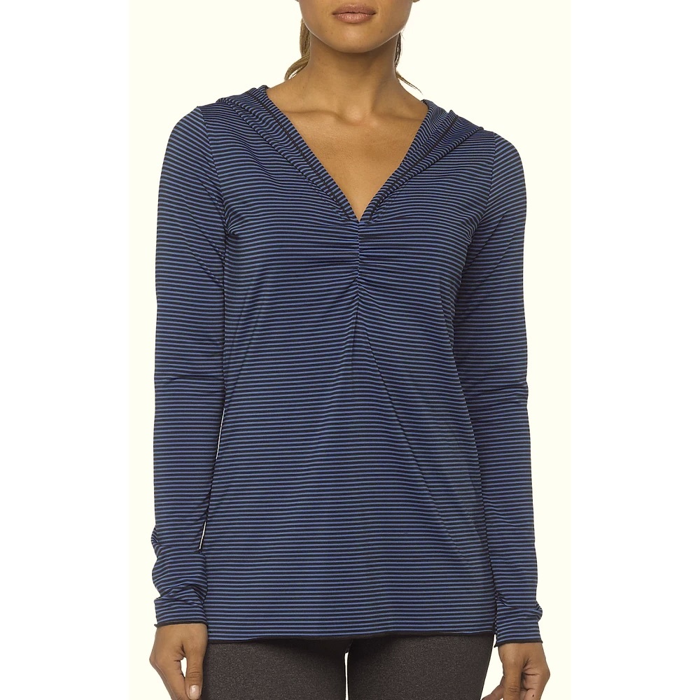 prAna Hoodie Perry Purple Stripes V Neck Pullover Sweater Size XS